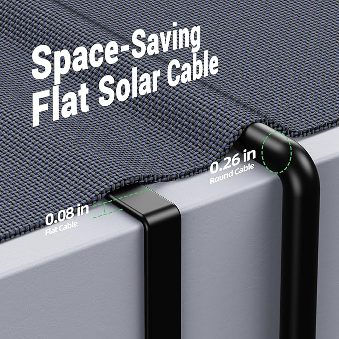 Bateria Power Flat Solar Panel Extension Cable, 12 Gauge 4mm² PV Wire with Female & Male Waterproof Connectors for RV, Photovoltaic Systems, 12 AWG 15 inch