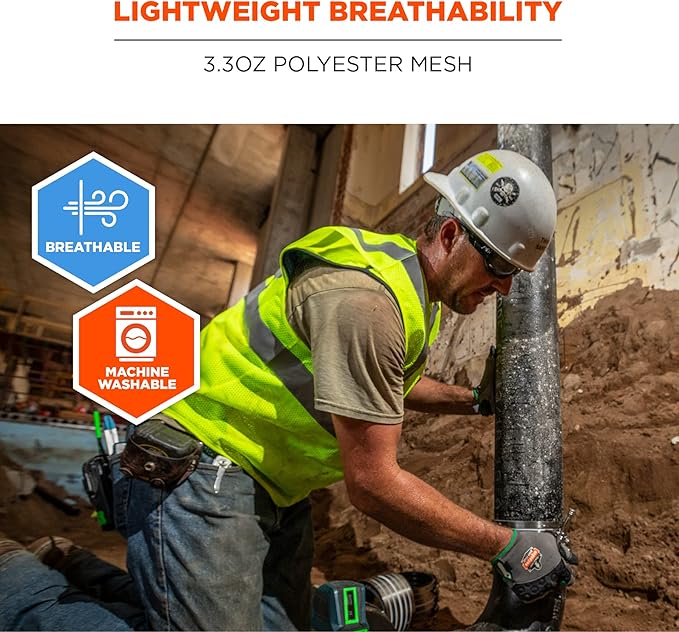 Ergodyne GloWear Economy High Visibility Reflective Safety Vest, Hook & Loop Closure