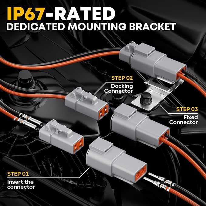 DTP Connector Crimping Tool Kit, 1/2/4/6 Pin 25A Waterproof Automotive Electrical Connectors, Size 12 Stamped Contacts (14-10 AWG), Ratcheting Crimper & Removal Tool, Compatible Deutsch DTP
