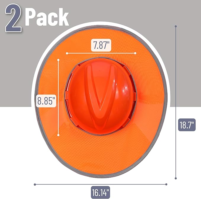 UNCO- Hard Hat Sun Shield, 2 Pack, Orange, Full & Standard Brim Mesh Sunshade High Visibility Reflective, Hard Hat Accessories