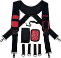 Tool Belt Suspenders for Work Belt Heavy Duty Padded with Magnetic WristBand Attachment Loops for Men