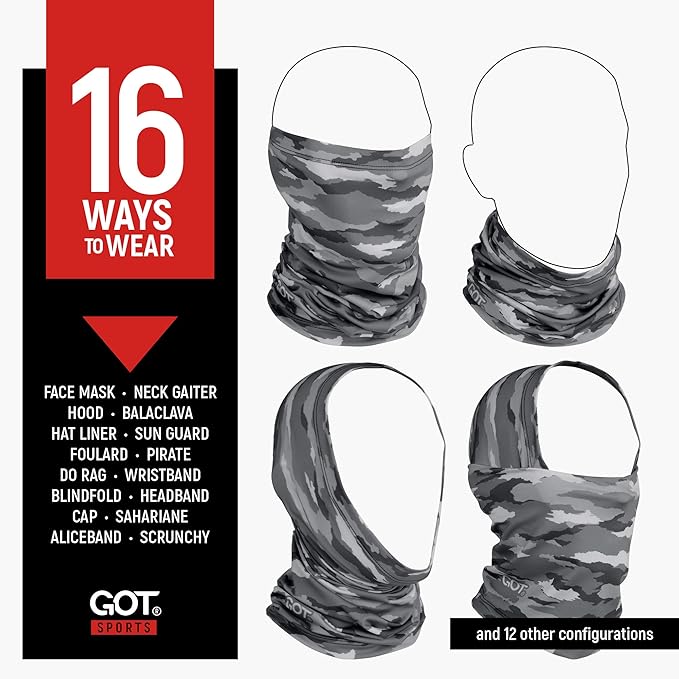 GOT Sports UPF 50+ Fishing Neck Gaiter - UV Face Mask Sun Protection for Men & Women - Camo SPF Face Cover Gator