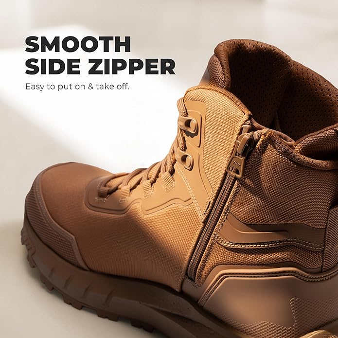 NORTIV 8 Composite Toe Boots for Men ASTM F2413-24 Safety Work Boots Lightweight Anti-Fatigue Non-Slip with Zipper for Warehouse Construction, Terrascope-nano