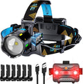 12 Modes 210000 Lux Headlamp Motion Sensor Red Warning Zoomable Energy Saving, More Than 30Dys Standby Head Lamp, IP65 Waterproof and 125° Angle for Camping Outdoor Hardhat