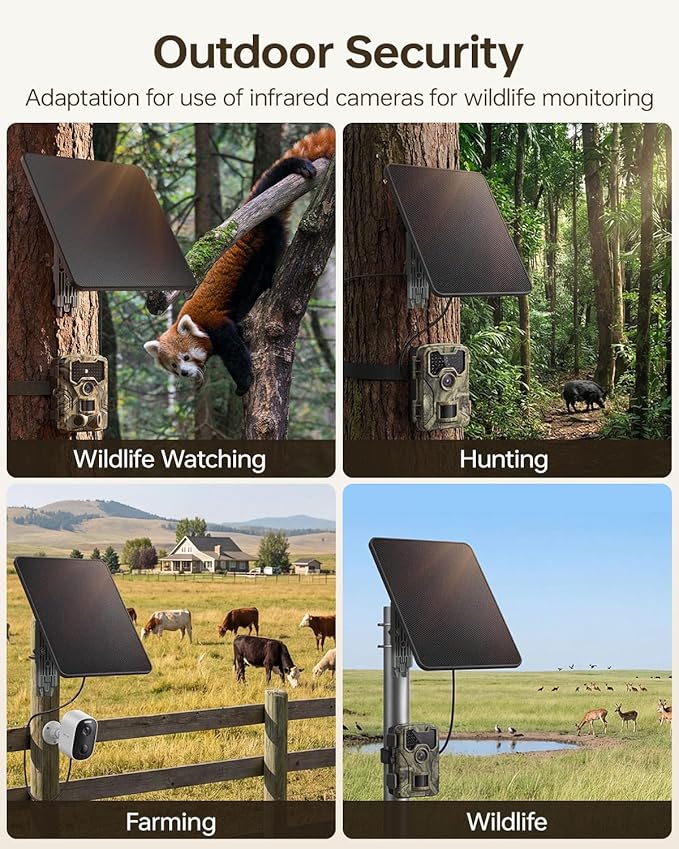 KJK 6W Trail Camera Solar Panels, Solar Battery Charger 12 Volt, Waterproof Hunting Accessory, Ideal for 24/7 Wildlife Monitoring, Compatible with All Wireless/Cellular Trail Cameras, 10000mAh Battery
