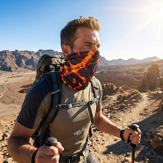 UPF 50 Sun Protection Neck Gaiter - 13-in-1 Multifunctional Face Cover for Hiking, Fishing, Cycling