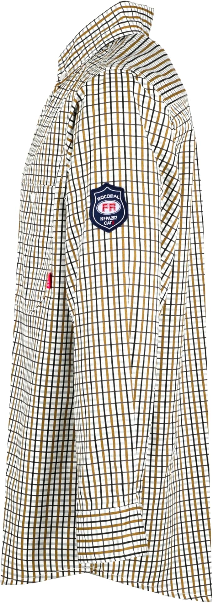 BOCOMAL FR Shirts for Men Printed Plaid Flame Resistant Clothing 6.5oz Cotton Button Up Welding Shirts NFPA2112 CAT2