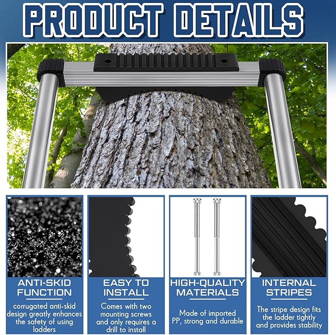 Rubber Steep Ladder Stabilizer, Anti-slip Ladder Accessory, Extension Stepladder Attachment Against Wall, Fall Prevention, Scratch Protection, Telegraph Pole Trunk for Added Stability Safety