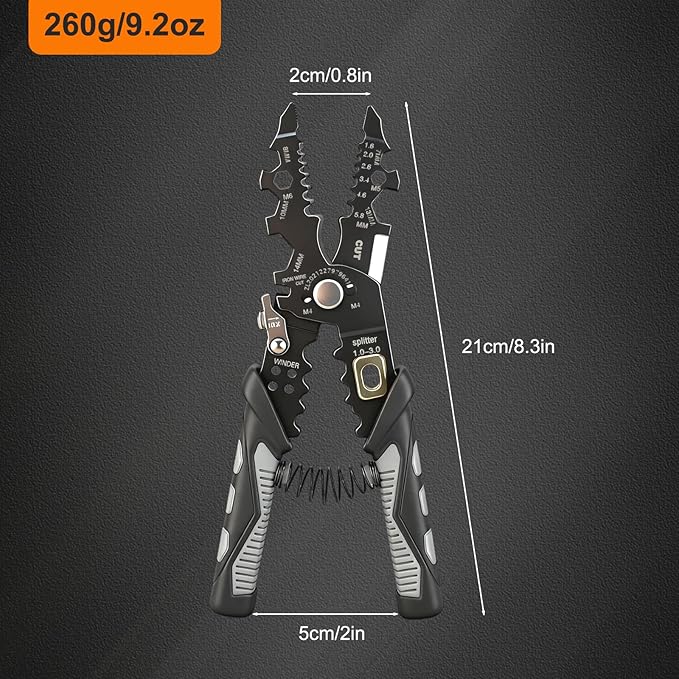 25-in-1 Multifunctional Wire Stripper - Professional Wire Stripper Tool for Cutting Crimping, Compatible with 16 AWG to 6 AWG Wires - Versatile Wire Strippers Electrical for Industrial & Home Use