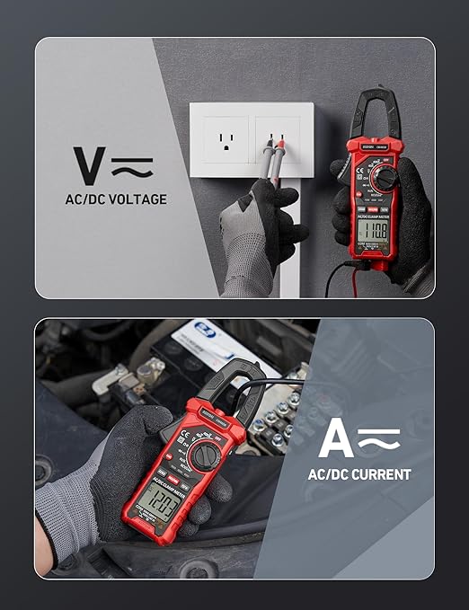 AstroAI Digital Clamp Meter Multimeter 4000 Counts Auto-ranging Amp Tester Measuring AC/DC Voltage & Current, Resistance, Capacitance, Frequency, Continuity, Live Wire Test, NCV Detection, Black
