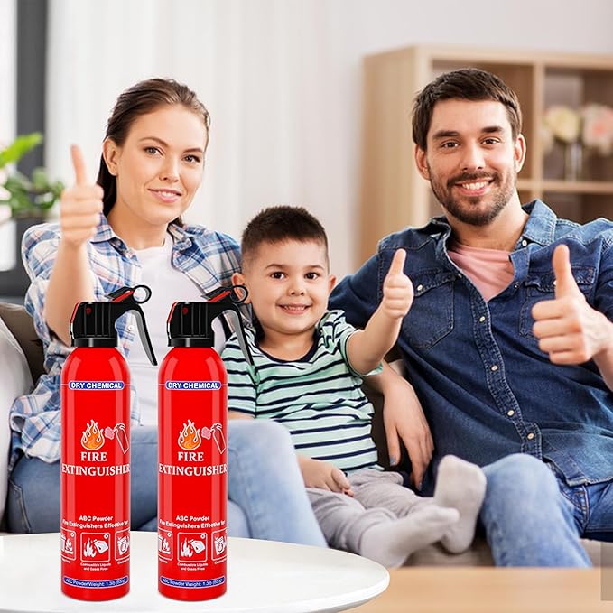 6 Pack ABC Dry Chemical Fire Extinguisher - Portable Fire Spray with Mounting Bracket for Home Kitchen Car Boat RV & Business - Compact Non-Toxic Safety Device