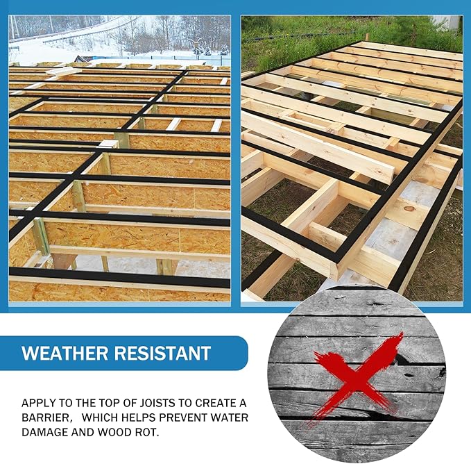 Deck Joist Tape Butyl Joist Tape 1-5/8'' x 50' Flashing Joists Tape for Decking for Flashing Decks and Beams Building Joists(12 Rolls)