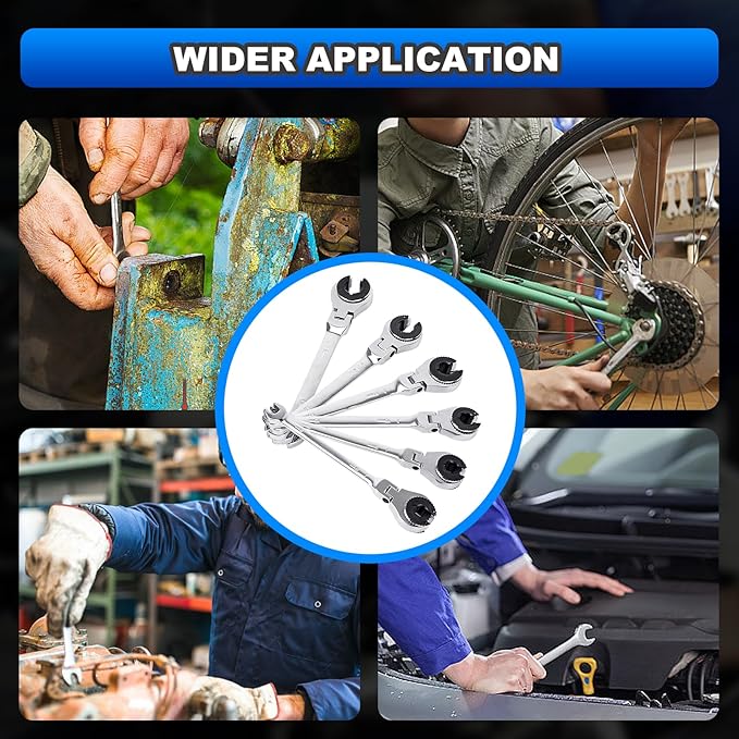 8-19mm Metric Open Flex-Head Ratcheting Wrench Set (12pcs/set), Quick Double Ended Open 72 Teeth Tubing Ratchet Kits With Box Packing
