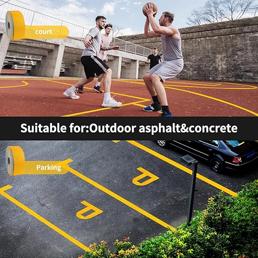 Reflective Pavement Marking Tape Slip-Resistant and Durable, Heavy-Duty Rubber Base for Outdoor Applications, Perfect for Driveways, Walkways, and Parking Areas (Yellow, 4 Inch X 18 Feet)