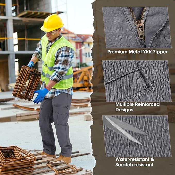 IGOLUMON Men's Ripstop Tactical Pants Breathable Stretch Cargo Pants Outdoor Lightweight EDC Work Hiking Pants Zipper Pockets