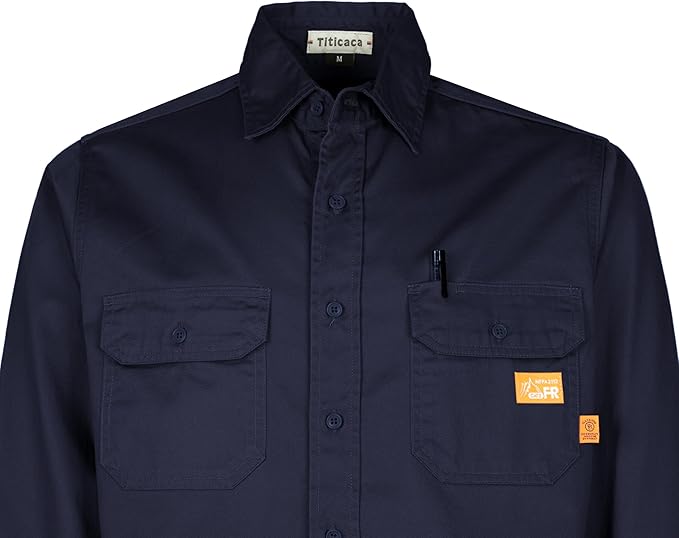 Titicaca FR Shirts for Men 6.5oz Lightweight Flame Resistant Button Down Work Shirt Fire Retardant Welding Shirt