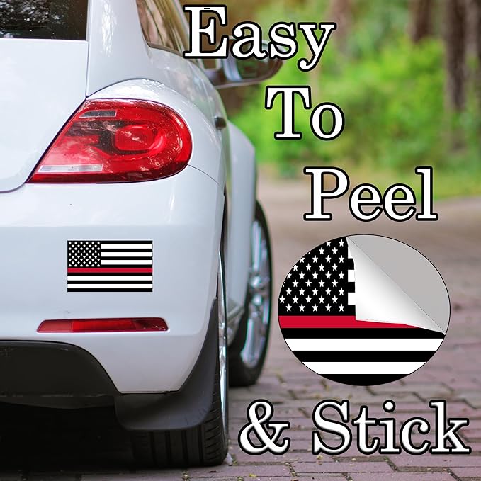 3 Pack Firefighter Thin Red Line Flag Sticker Vinyl Decal for Car Truck Window Bumper Sticker Support for Firemen Fire Department (3x5 Inch 3 Pack)
