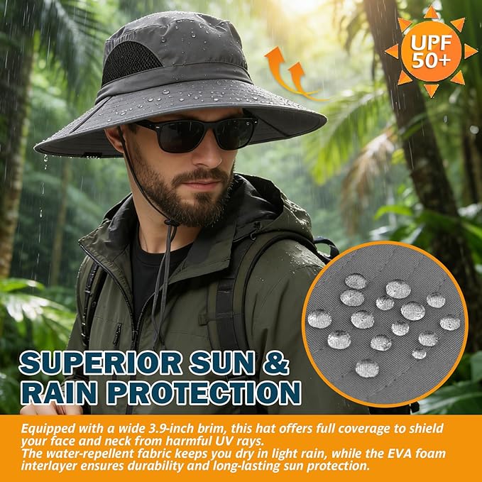 EINSKEY Wide Brim Sun Hat, UPF 50+ UV Protection Waterproof Packable Bucket Hat for Men & Women, Fishing Hiking Beach Garden
