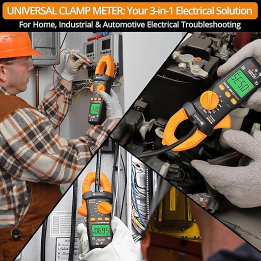 Neoteck Clamp Meter 6000 Counts Clamp Multimeter 800A AC/DC Current&Voltage Multimeter with TRMS Capacitance Continuity Resistance NCV Diode Frequency for Home Electrical,Automobile,Industrial,HVAC