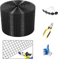 YESON Solar Panel Guard, 10in X 100ft PVC Coated Critter Guard Roll Kit for Solar Panel Wire Screen, Black Pigeon Barrier Netting with 120 Fastener Clips, Cutting Scissor, Gloves