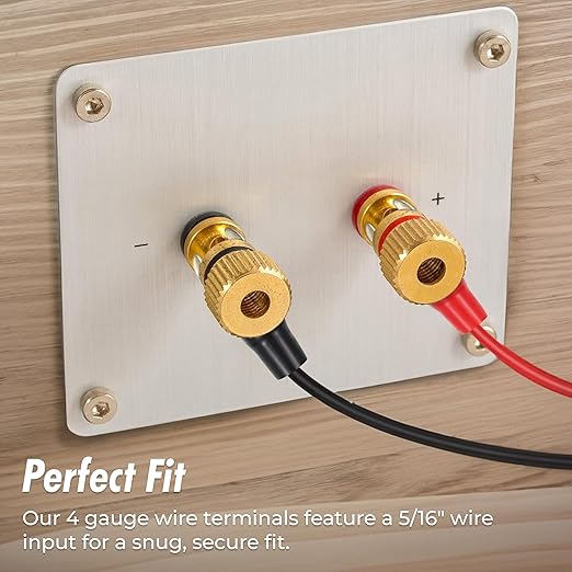 InstallGear 4 Gauge AWG Tinned Pure Copper Lugs Ring Terminals Connectors (20 Pack - 10 Positive/10 Negative) - Electrical Connectors, Heat Shrink Wire Connectors for 4 Gauge Wire, 4 AWG Ring Terminal
