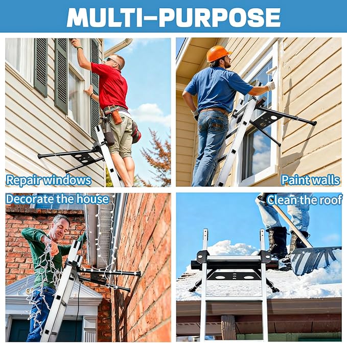 Ladder Stabilizer, Extension Ladder Stabilizer for Roof Wall Standoff Ladder Accessory Safety Stability Aviation Aluminium, Adjustable Length 22-29.5In, Stands 300 LBS Weight Rating