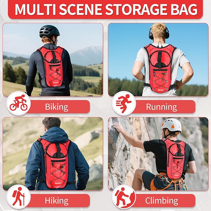 Hydration Backpack with Leak Proof Water Bladder, Lightweight Hydro Water Daypack for Rave, Cycling, Running, Hiking, Climbing