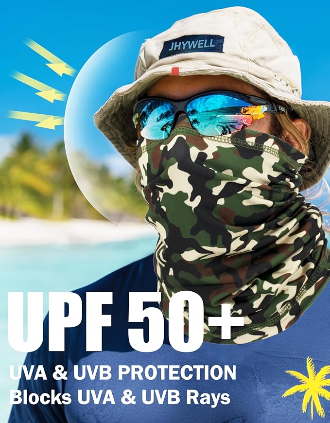 JHYWELL Cooling Neck Gaiter Face Mask, UV Protection Masks Gator, Windproof Bandana for Skiing, Fishing, Hiking, Cycling
