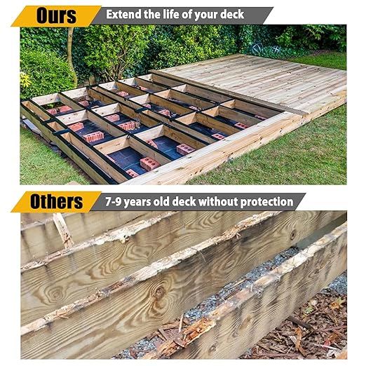 Amazing Works Joist Tape for Decking - Heavy Duty Joist Tape, 2 x 50' Waterproof & Weatherproof Deck Flashing Tape Protects The Top of The Joist, Beam from Moisture and Rot (2" x 50', 4 Pack)
