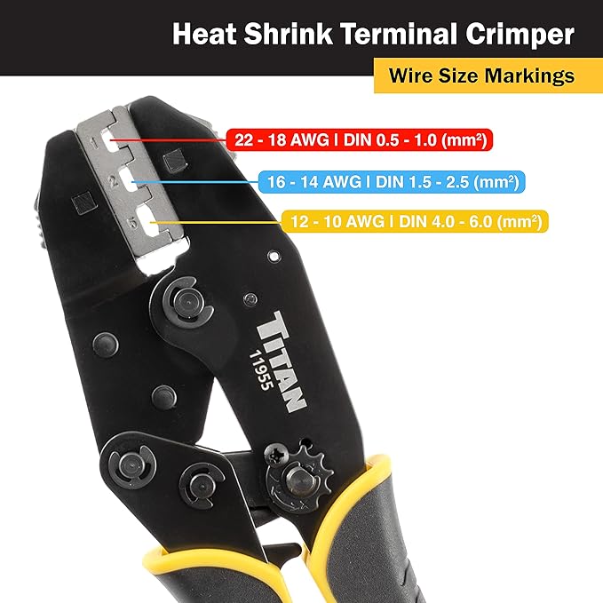 Titan 11955 Ratcheting Heat Shrink Terminal Crimper
