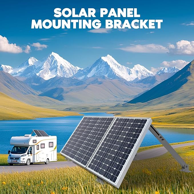 GCCSJ 2 Sets Solar Panel Mounting Brackets, 14-27 inch Adjustable Solar Panel Tilt Mount Brackets, Aluminum Alloy Solar Panel Mounting Kit Suitable for 100-450W Solar Panels for RV Roof Boat Camping
