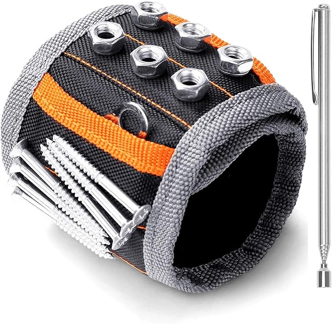 HORUSDY Magnetic Wristband, Stocking Stuffers, Gifts for Men, Premium Tool Belt for Holding Screws Nails Drill Bits with Powerful Magnets, Cool Gadgets, DIY, Valentine’s Day, for Dad