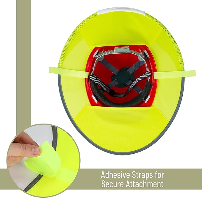 UNCO- Hard Hat Sun Shield, 4 Pack, Yellow, Full & Standard Brim Mesh Sunshade High Visibility Reflective, Hard Hat Accessories