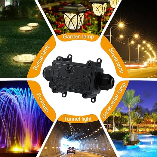 IP68 Waterproof Junction Box,2-Way Outdoor Waterproof Electrical Box with 2 Cable M20 Gland Wire Connector Electrical Junction Box for 4-12mm Diameter Cable, Black