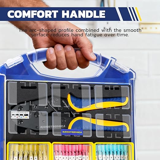 haisstronica 310PCS Heat Shrink Wire Connectors Set, 22-10AWG Marine Grade Heat Shrink Spade Connectors with 9" Crimping Tool and Organizer (3Color/6Size)
