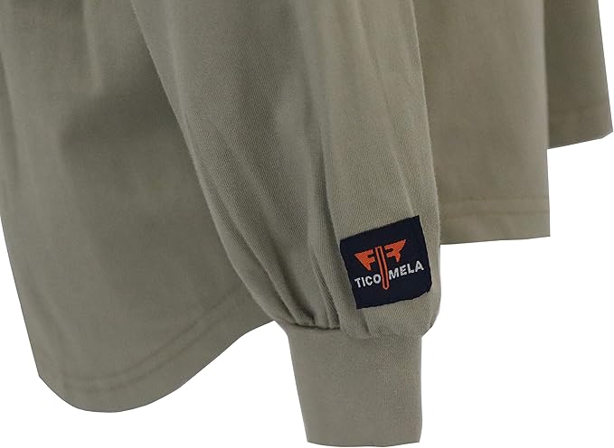 TICOMELA FR T Shirt Flame Resistant Shirt 5.5oz 100% Cotton Light Weight Workwear Men's Long Sleeve Henley Shirts