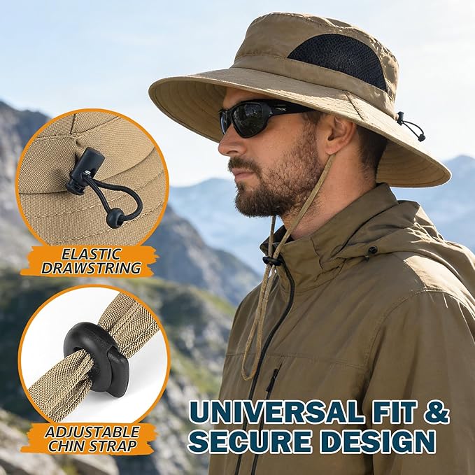 EINSKEY Wide Brim Sun Hat, UPF 50+ UV Protection Waterproof Packable Bucket Hat for Men & Women, Fishing Hiking Beach Garden