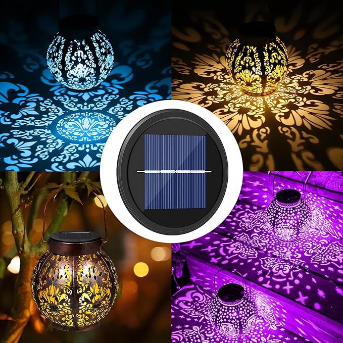Replacement Solar Light Parts 2 Mode 2 Pack Warmwhite and RGB Color-Changing ,Solar Lights Replacement Top, Inserts for Lanterns, Waterproof DIY Outdoor Garden Patio Decor 3.53inch