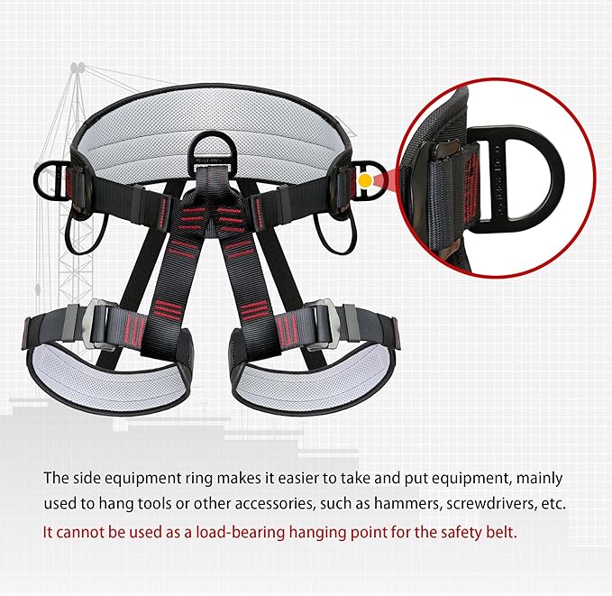 Climbing Belts, Thicken Professional Half Body Safety Belt Climbing Gear for Tree Climbing, Fire Rescue, Roofing