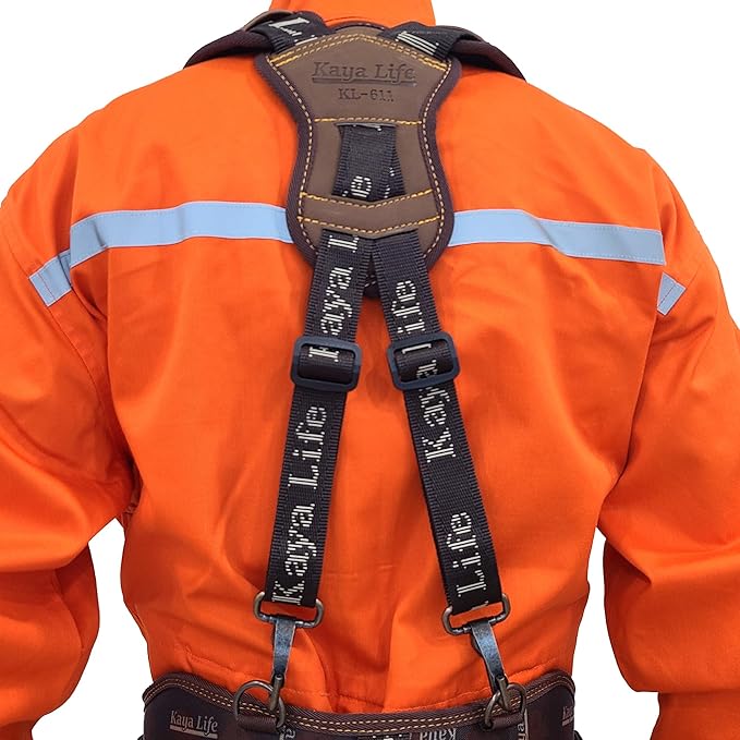 [HW GLOBAL] Tool Belt Suspenders for Men with Phone Pouch and Belt Loops - Adjustable Shoulder Padded Straps, Heavy Duty Steel Hooks, Construction Work Harness Carpenters, Electricians, Framers