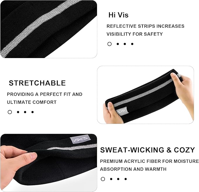 ProtectX High Visibility Safety Beanie, 360-Degree Reflective Comfortable Knit Beanie Headcover Hat, Warming Cap for Work