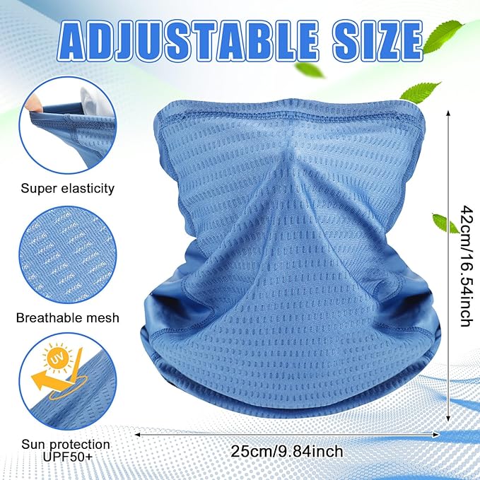Geyoga Adjustable Cooling Neck Gaiter Breathable Summer Face Mask with Mesh Holes Strap UV Protection Neck Cover for Men