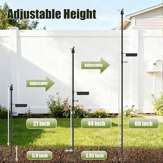 Ground Stake Mount Stand for Outdoor Cameras and Solar Panels, Adjustable Height and Angle Security Camera Pole, Universal 1/4"-20 UNC Thread, Compatible with Arlo, Wyze, Ring Stick up Cam and More