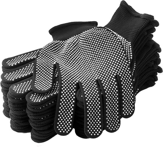 12Pairs Work Gloves Anti-slip Knitted Stretchy Cloth Glove Thin Moist Glove Liners