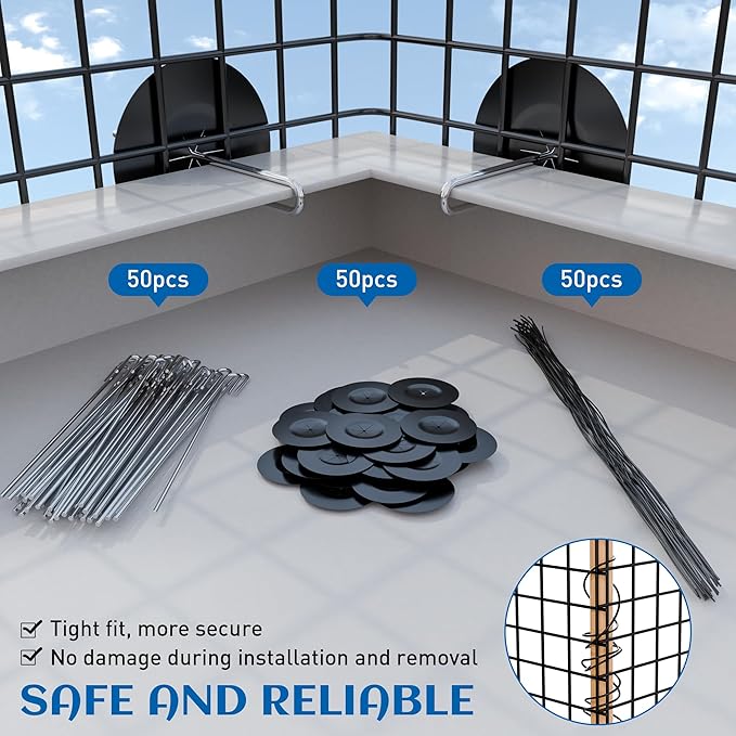 6inch x 50ft Solar Panel Bird Guard, Critter Guard for Solar Panels with 50 Pcs Stainless Steel Fasteners, Removable PVC Coated Pigeon Netting Wire Roll for Squirrel, Bird, Critters Proofing