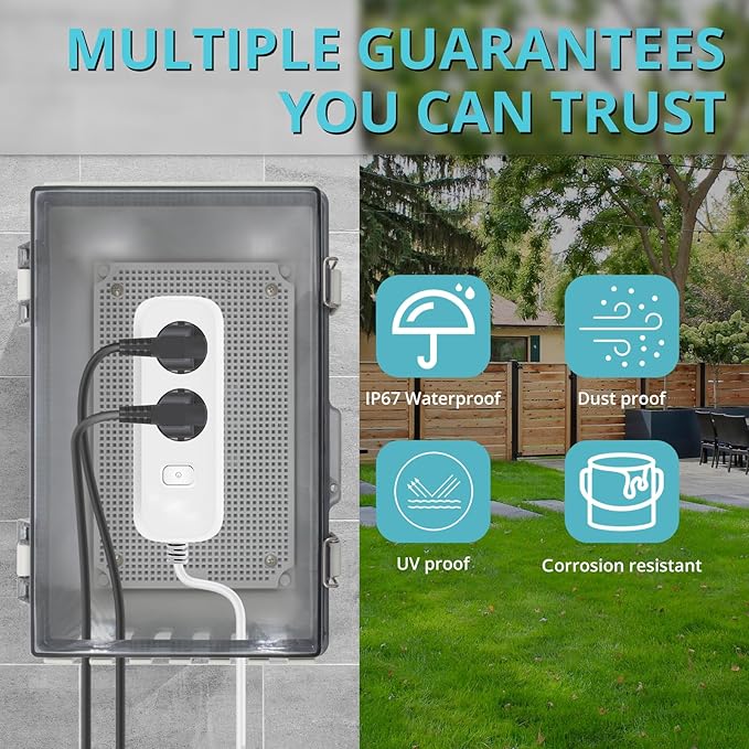 Large Electrical Waterproof Box IP67 Junction Box Extension Cord Cover,11.4x7.5x5.5” Outdoor Electrical Box for Outlet Plug Cover,IP67 Outdoor Waterproof Plug-in Distribution Box