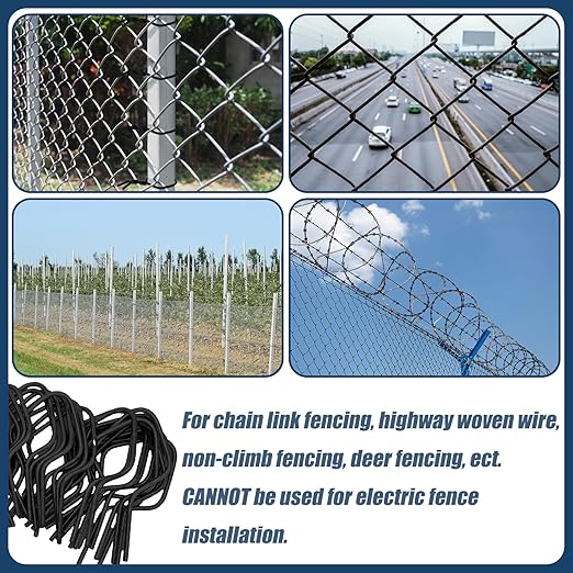 Hicarer 200 Pcs T Post Clips Metal Wire Fence Clips Galvanized Steel Tie Ez Twist Preformed Fencing Clip 11 Gauge Fence Ties for T-Posts/u-Posts (Black)