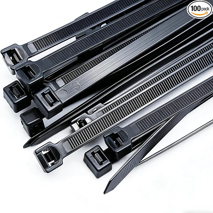 18 inch zip ties for outdoor use Large cable ties black 100 pcs strong long nylon ties industrial plastic tie wraps