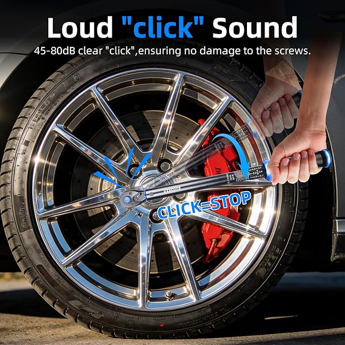 3/8-Inch Drive Click Torque Wrench, Dual-Direction Click Professional Torque Wrench 10-110FT.LB/13.6-135.6N.M, Dual Range Scales Graduated in FT.LB and N.M, Blue
