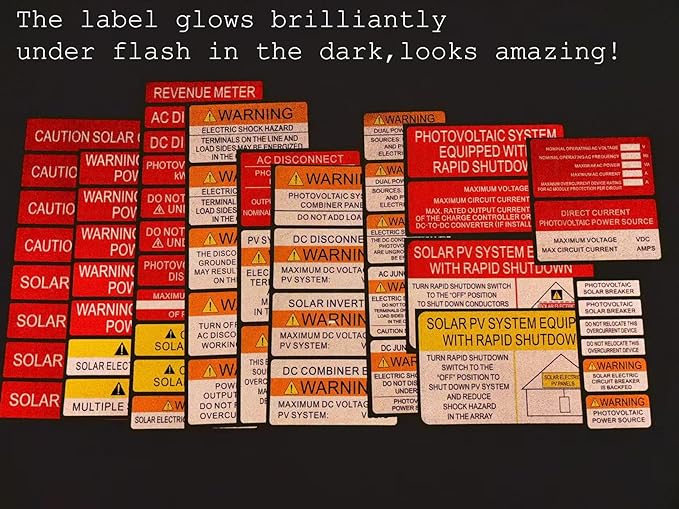 55 Pack Reflective Solar PV System Labels -Serial 2R- UV Resistant Solar PV Stickers Photovoltaic System Warning Durable | PV Label for Electrical Panel Installer Kits